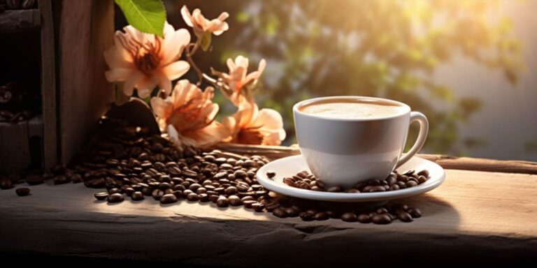 Kwiat kawa arabica - roślina kawy w doniczce